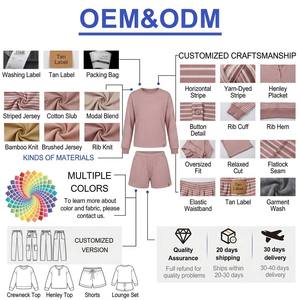 Abbigliamento da Notte per Donne, Pigiama a Righe in Morbido Cotone, Camicia a Maniche Lunghe e Pantaloncini, Abbigliamento per Casa e Notte - Product Image 5
