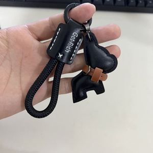 Wholesale French Bulldog <b>Keychain</b> Braided Rope Personalized PU Leather <b>Keychain</b> Car Key Accessory <b>Custom</b> Logo Bag Charm <b>Keychain</b> - Product Image 2