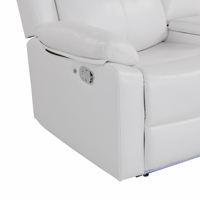 Fauteuil inclinable électrique blanc moderne avec éclairage LED, revêtement en similicuir, télécommande, super confortable, structure en plastique