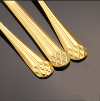 Ensemble de couverts en acier inoxydable 410, motif diamant, manche poli miroir, or et argent, fourchette, couteau, cuillère, logo personnalisé, vente en gros