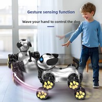 Robot chien télécommandé électrique intelligent en plastique à huit roues, jouet acrobatique rose mignon pour enfants