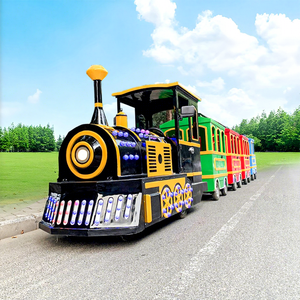 Tren sin rieles de alta calidad con vagones brillantes y coloridos para diversión familiar, atracción de parque de atracciones para todas las edades, en venta. - Product Image 1