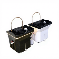 Fauteuil de coiffure moderne portable avec bac à shampoing en plastique, roulettes, réservoir d'eau de 60L, pour massage du cuir chevelu et soins capillaires, mobilier de salon commercial