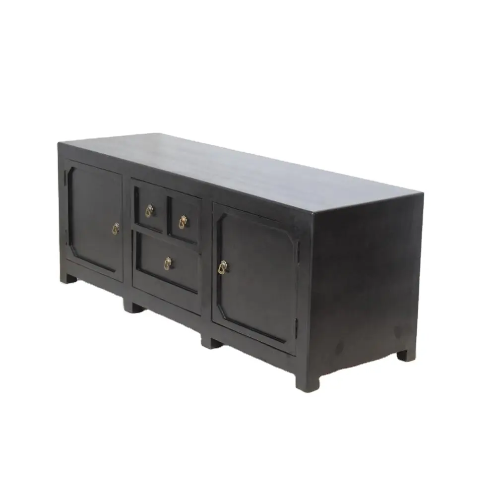 Design moderno in legno solido TV Stand Cabinet con cassetto di stoccaggio spazio disponibile in un bel colore nero per la casa soggiorno