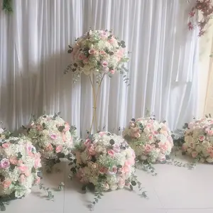 GIGA 사용자 정의 국화 볼 꽃 꽃다발 센터피스 인공 꽃 볼 컬러 빛 핑크 50cm