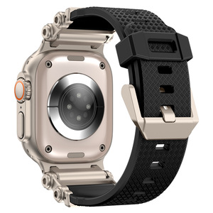 Engranaje giratorio descompresión conector de Metal de acero inoxidable correa de reloj de goma de silicona para Apple Watch Ultra <span class=keywords><strong>2</strong></span> 49mm S10 46MM - Product Image 3