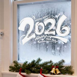 Pegatinas de Pared de Bienvenida para el Año Nuevo 2026, Decoración de Vidrio Visible por Ambos Lados para Tiendas, Salas de Estar y Festivales - Product Image 5