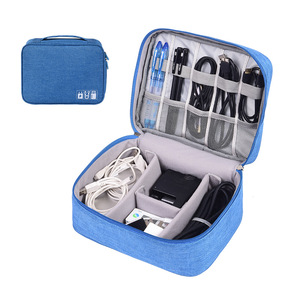Data Cable Storage Bag With Compartments For Travel Electronics Organizers Durable Gray Case - Product Image 5