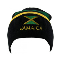 Bonnet en tricot unisexe en acrylique 100% avec broderie du drapeau de la Jamaïque, style Rasta, vente en gros