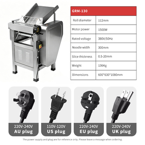 Nouvelle machine commerciale à pâtes en acier inoxydable GRM-130 1500W 380V/50Hz, épaisseur réglable, automatique, pour pâtes fraîches et farine de boulangerie - Product Image 2