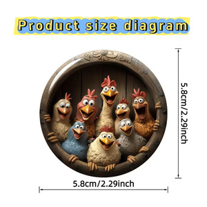 Aimant de réfrigérateur circulaire plat <span class=keywords><strong>2D</strong></span> avec un design de poussin souriant mignon - Product Image 6