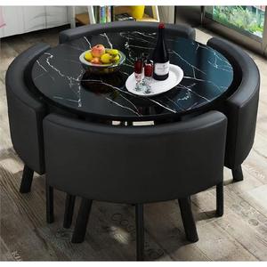 Modern Renk Bloklu Dinlenme Tarzı Restoran Mobilyaları Yemek Odası Takımları Kapalı Sandalyelerle 4 Sandalye - Product Image 6