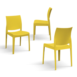 Alberto Chair <b>Set</b> Of 4 Mustard Yellow Polypropylene Indoor Outdoor <b>Restaurant</b> Chairs - Product Image 2