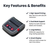 Imprimante thermique portable de 4 pouces pour étiquettes et reçus, prise en charge USB+ ESC/POS, imprimante de codes-barres 203 DPI pour Win/Android/iOS