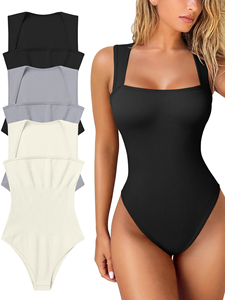<b>Seamless</b> Bodysuit Women Shapewear Tummy Control Square Collar Tank Top U-Shape Backless Body Shaper <b>Thongs</b> Underwear Slim Waist - Product Image 1