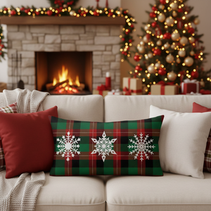 Set HMS di 4 Copricuscini a Motivo a Fiocchi di Neve, Decorazioni Natalizie Festive, Biancheria da Letto per Bambini, Prodotto in Cina, Modello AL1233 - Product Image 3
