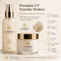 Autocollants personnalisés pour soins de la peau, transfert UV, 3D en relief, imperméables, sans étiquette, pour bouteilles et pots cosmétiques, kits de logos de marque OEM ODM