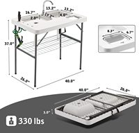 Table de camping extérieure HDPE portable avec robinet pliant pour usage extérieur portable