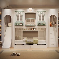 Lits superposés en bois massif sur mesure JINS pour enfants, combinaison table et maison dans les arbres, design écologique, hôtel, école