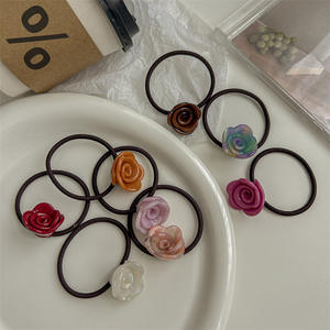 Nueva moda alta elasticidad acetato flores banda para el cabello dulce Cola de Caballo cabeza cuerda para mujeres y niñas estilo dulce decoración del cabello - Product Image 4