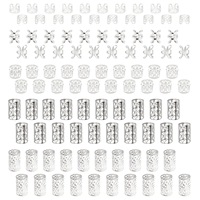 100 pièces d'accessoires capillaires argentés pour tresses, bijoux pour locs, pinces à cheveux pour dreadlocks, pinces spirales pour cheveux