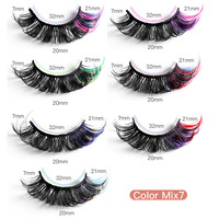 Faux cils en cheveux synthétiques, 7 paires, bouclés naturels D pour Russian Roll, pour un effet spectaculaire, pour l'exportation