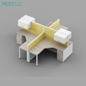 Modern 4-Person Office <b>Workstation</b> Table Cubicles With Storage Cabinet for Workshop Use Office Furniture Partition - Product Image 5