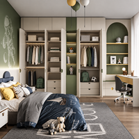 Armoire de chambre d'enfant de style italien moderne avec bureau d'étude et étagère, design mural écologique, grand rangement, modulaire et personnalisable