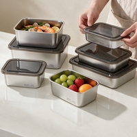 Maxcook 1000ml 304 Edelstahl Lebensmittelbehälter Küchen-Kühlschrank Aufbewahrungsbox mit Deckel Mikrowellengeeignet