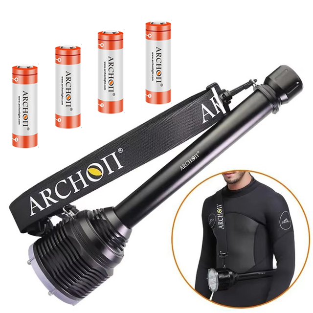 ARCHON D45-II Dive Flashlight 6* LEDs 6000lm Searchlight Scuba IP8 Underwater 100m Rescue for Photography & Video Torch Spot