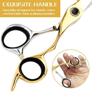 กรรไกรตัดผมมืออาชีพ 6 นิ้ว หัวตรง สแตนเลส สีทอง เงิน โครเมียม วาเนเดียม ขัดเงาอย่างดี สำหรับใช้ในงานเสริมสวย - Product Image 2