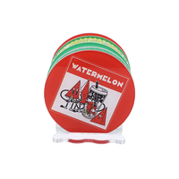 Ensemble de 6 sous-verres en acrylique transparent imprimés UV avec support de rangement ondulé, sous-verres ronds de 10 cm pour boissons et protection de table