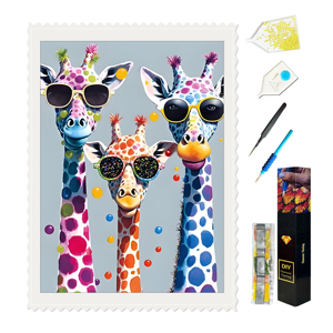 Peinture Diamant 5D DIY Girafes Cool pour Adultes Débutants, Motif Animal Complet, Diamants Rectangulaires Scintillants - Product Image 2