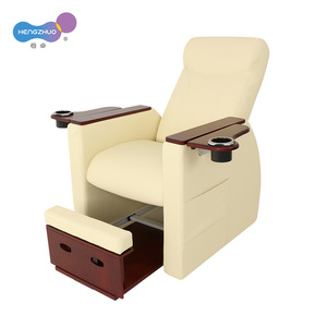 Geen Sanitair Pedicure Stoelen En Kruk Set Op Maat Lederen Ligbank Rugleuning Verstelbare Houten Basis Voor Nagelsalon - Product Image 2