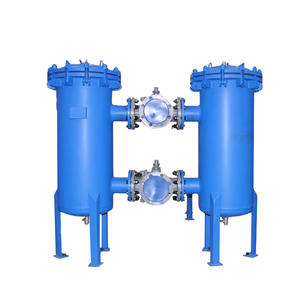 อุปกรณ์กรองอุตสาหกรรมแบบตะกร้าคู่ ความแม่นยำสูง ทำจากเหล็กกล้าคาร์บอนและสแตนเลส แบบอัตโนมัติเต็มรูปแบบ สองกระบอกกรอง - Product Image 1