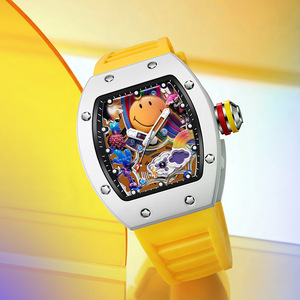 Montre-bracelet pour homme de forme tonneau, lumineuse, étanche, à quartz squeletté - Product Image 2