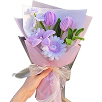 Karangan Bunga Anyaman Kawat Berpilin Mawar Tulip Bunga Buatan Hadiah Ulang Tahun Hari Guru Hari Wanita