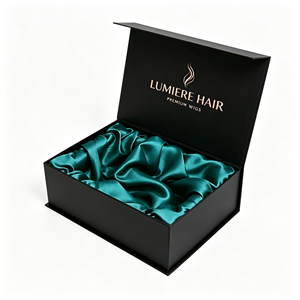 Boîte à perruques de luxe personnalisée en carton magnétique pliable, design marbre, pour mèches de cheveux vierges, emballage tendance pour coiffeurs et salons - Product Image 3