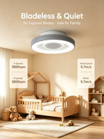 Ventilateur de plafond sans pales Yeyun à profil bas avec lumière LED, purificateur d'ions plasma, sûr pour la famille
