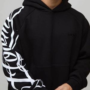 Winter Black White Graffiti Print <b>Thermal</b> 100% Cotton Hoodie Sweatpants Street Custom Men Two Piece <b>Tracksuit</b> - Product Image 4