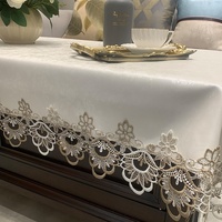 Nappe de salon d'hôtel style nordique à motif géométrique, imperméable, résistante à l'huile, sans lavage requis, avec bordure en dentelle