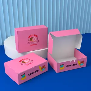 Giá Rẻ Giá tùy chỉnh cấp thực phẩm màu hồng Giấy Bánh rán lấy đi Hộp thực phẩm - Product Image 1