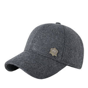 Casquette de baseball en laine d'hiver pour hommes, gris foncé, doublée de polaire, chaude, coupe-vent, protection solaire, chapeau d'hiver - Product Image 1