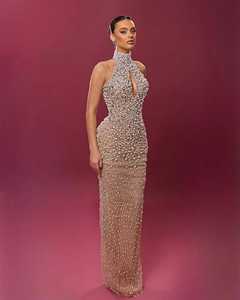 Abito da Sera di Lusso con Perline e <span class=keywords><strong>Maniche</strong></span> <span class=keywords><strong>Lunghe</strong></span> per Donne, Elegante <span class=keywords><strong>Vestito</strong></span> Formale per Matrimoni e Feste - Product Image 1
