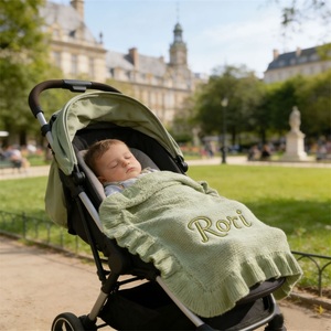 Couverture Bébé en Coton Personnalisée à Bords Volants, Douce et Faite Main, Broderie pour Nouveau-né, Literie pour Parents, Enfants, Cadeau pour la Maison - Product Image 4
