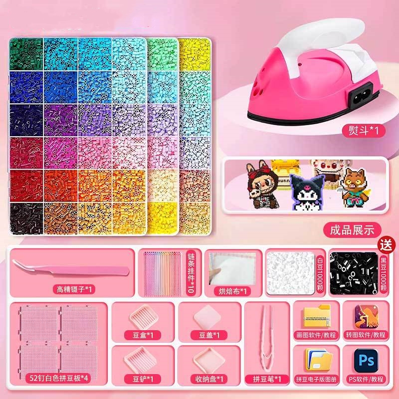 72 couleurs + kit d'outils + fer à repasser + 4000 billes noires et blanches