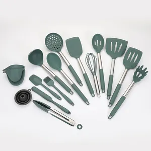 17 قطعة أدوات طبخ سليكون مجموعة أدوات المطبخ أطقم لتجهيزات المطابخ