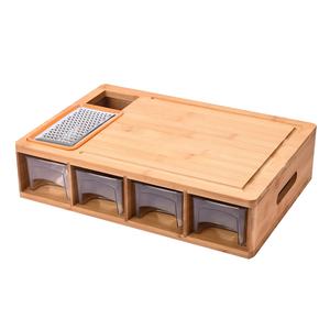 특대형 공간 절약형 대나무 도마 세트, 식품 보관 용기 정리 트레이 4개 및 야채 필러 포함 - Product Image 6