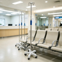 Support de perfusion robuste en acier inoxydable avec base à 5 pieds, crochets multiples, support portable pour perfusion intraveineuse en milieu hospitalier, certifié Classe I
