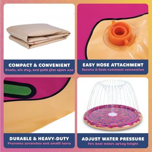 Aspersor de Agua en Forma de Donut de 60 Pulgadas, 3 en 1, para Niños Pequeños, Juegos Acuáticos de Verano en el Patio Trasero - Product Image 5